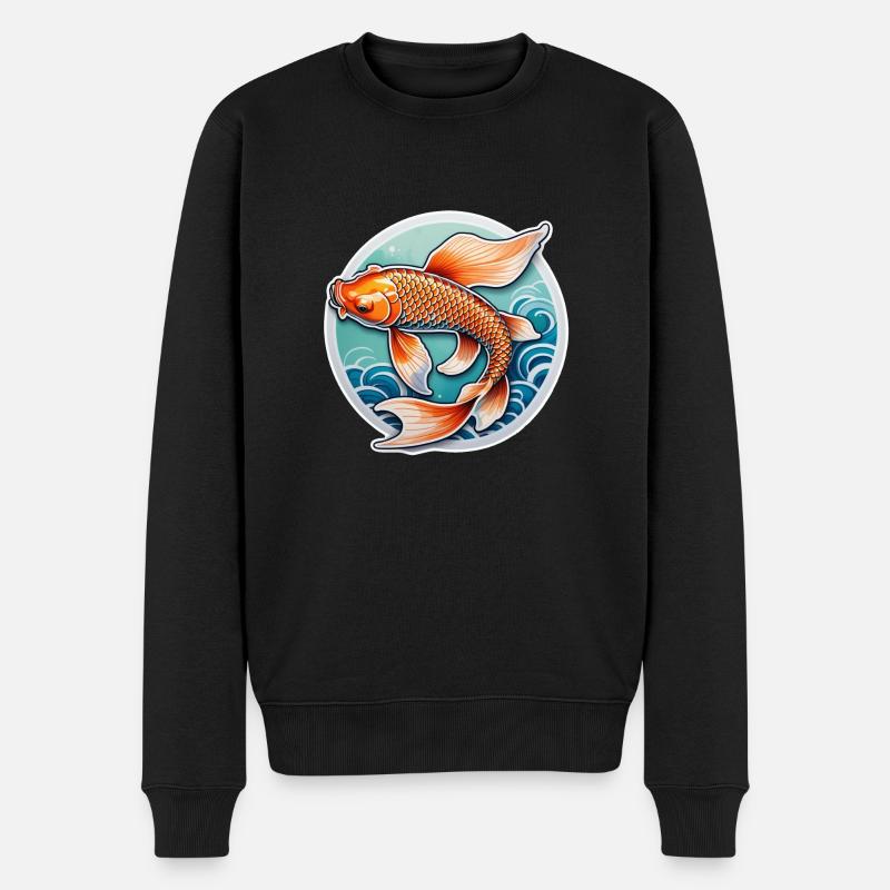 Koi Karpfen - Japanischer Fisch - Männer Premium Bio Pullover - Schwarz