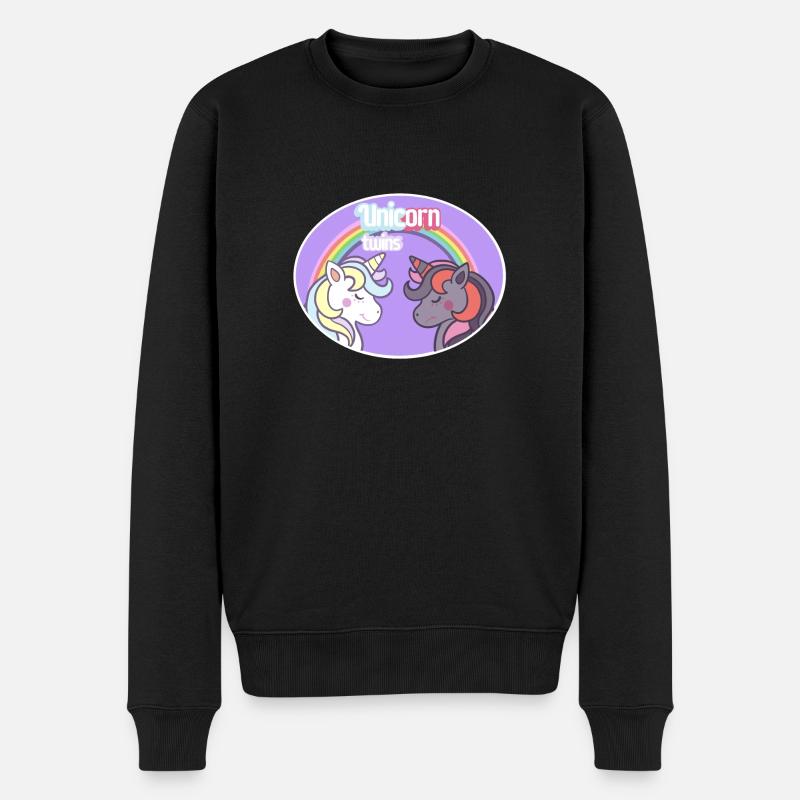 Einhorn-Zwillinge - Männer Premium Bio Pullover - Schwarz