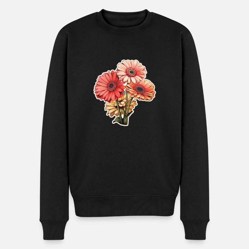 Gerbera Marguerites 3 Fleurs - Pull Premium bio Homme - noir