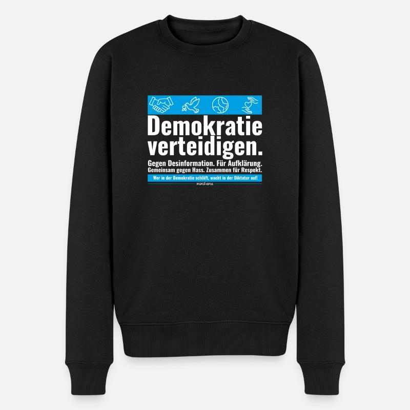 Mimikama Demokratie verteidigen - Männer Premium Bio Pullover - Schwarz