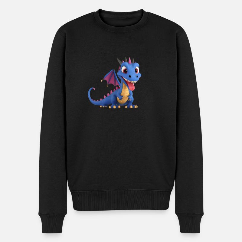 Ein niedliches Drachen Monster mit langer Zunge - Männer Premium Bio Pullover - Schwarz