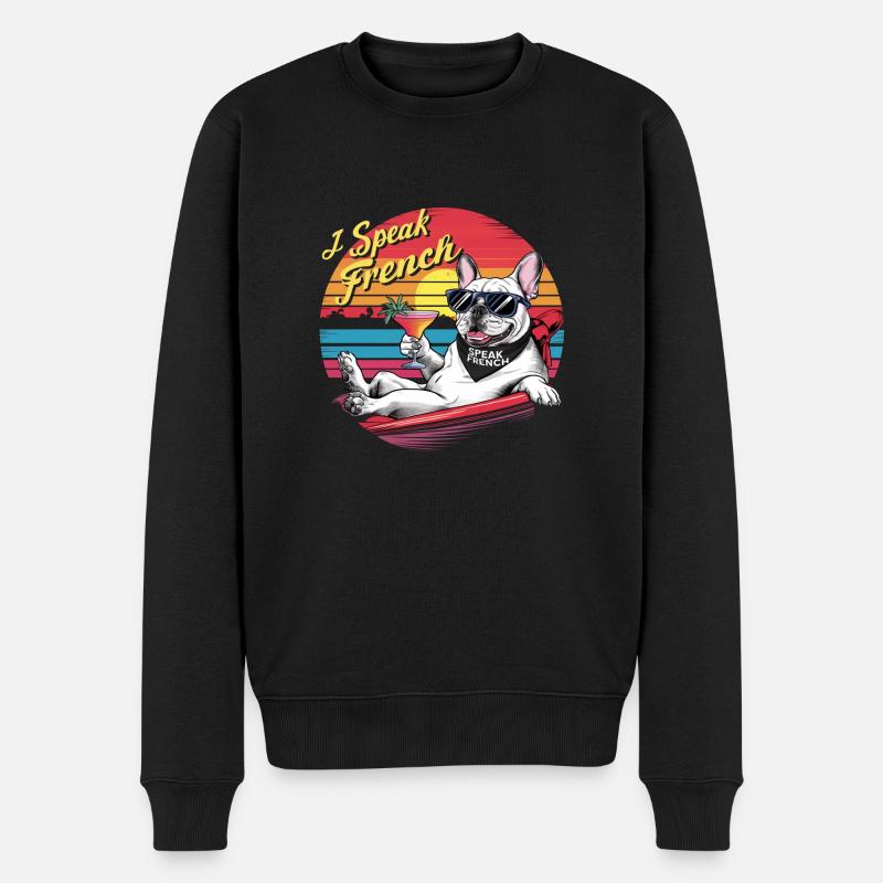 bulldog francais relax - Pull Premium bio Homme - noir