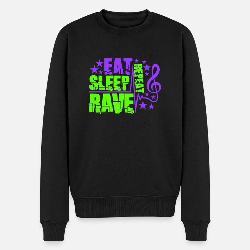 Manger dormir rave répéter nourriture sommeil corbeau disant - Pull Premium bio Homme - noir