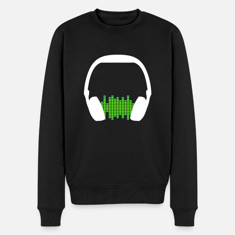 Kopfhörer Techno Musik Party Equalizer Wellen Logo - Männer Premium Bio Pullover - Schwarz