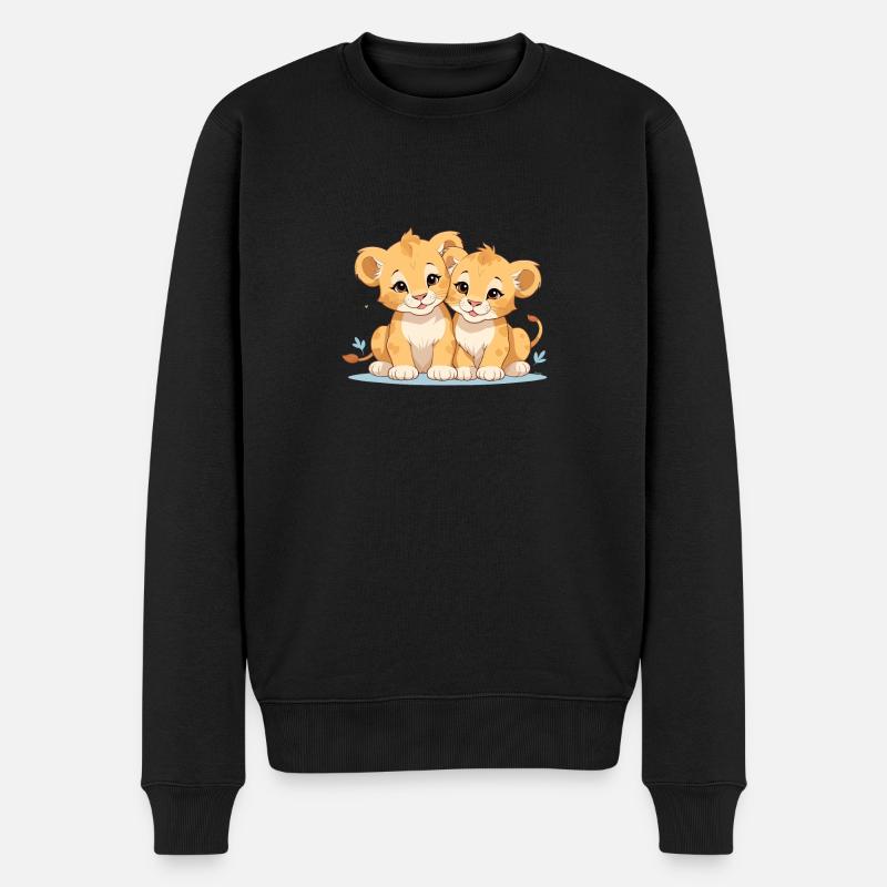 Löwenbabys - Männer Premium Bio Pullover - Schwarz