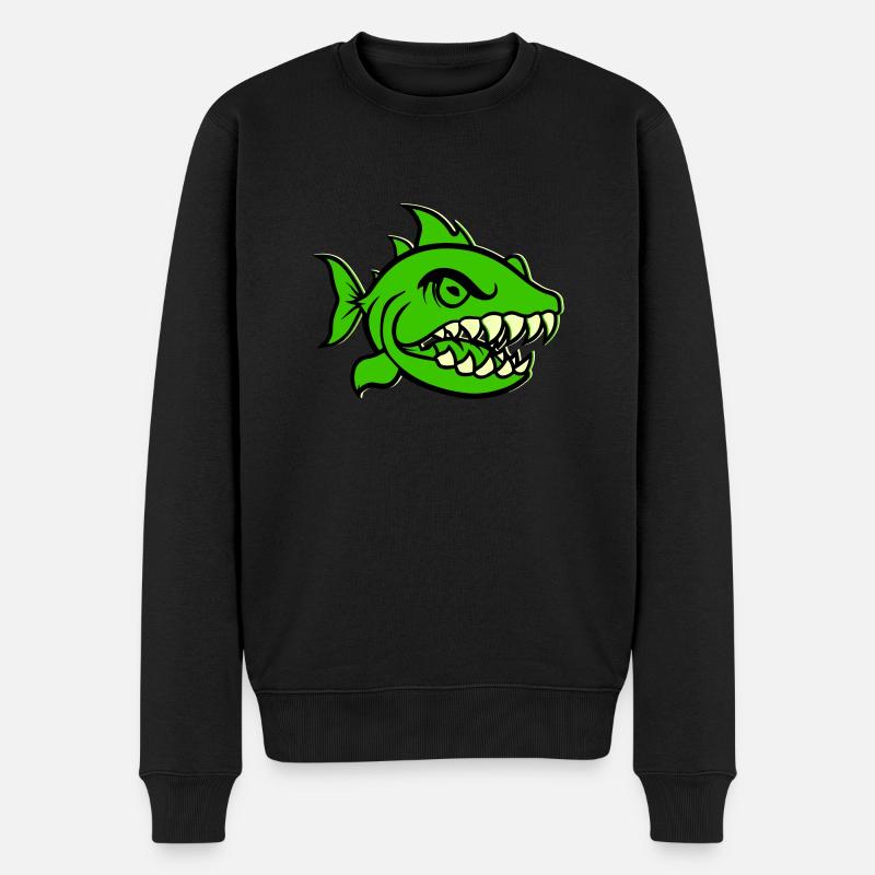 piranha comic fish - Männer Premium Bio Pullover - Schwarz