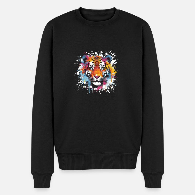 tiger animal wildlife - Männer Premium Bio Pullover - Schwarz