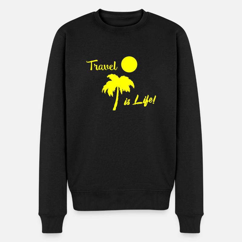 travel is life - Männer Premium Bio Pullover - Schwarz