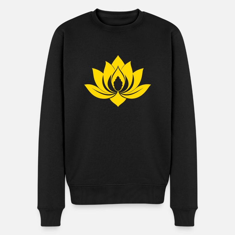 Gelber Lotus - Männer Premium Bio Pullover - Schwarz