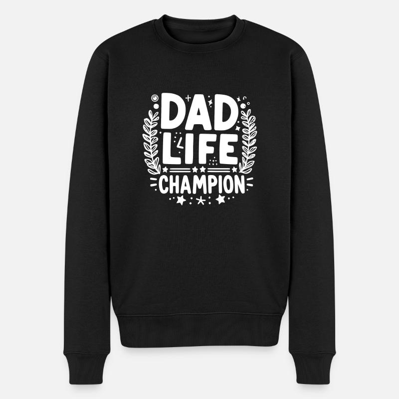 Papa Lebens-Champion - Männer Premium Bio Pullover - Schwarz