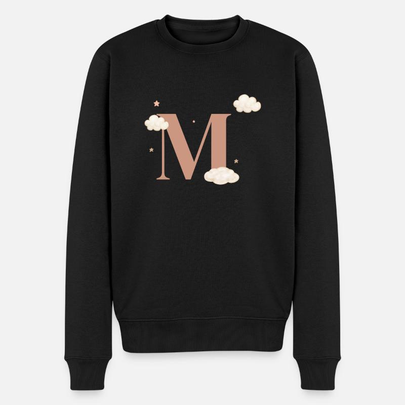 Lettre m nuages étoiles - Pull Premium bio Homme - noir
