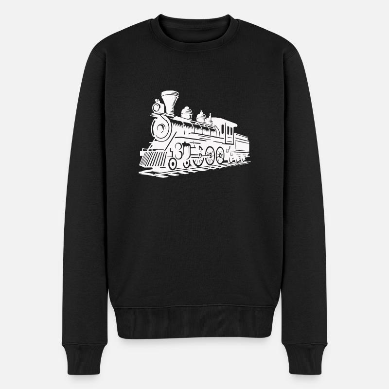 lokomotive zug - Männer Premium Bio Pullover - Schwarz