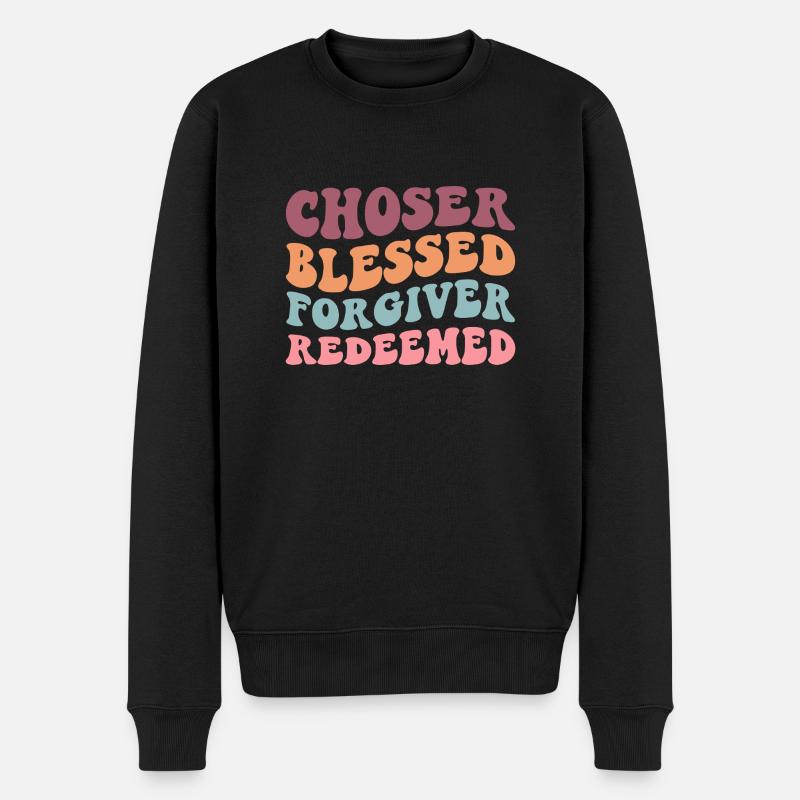 Chosen Forgiven Redeemed - Männer Premium Bio Pullover - Schwarz