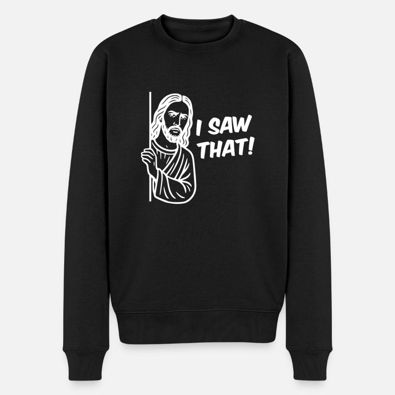 Ich habe diesen Witz gesehen - Männer Premium Bio Pullover - Schwarz