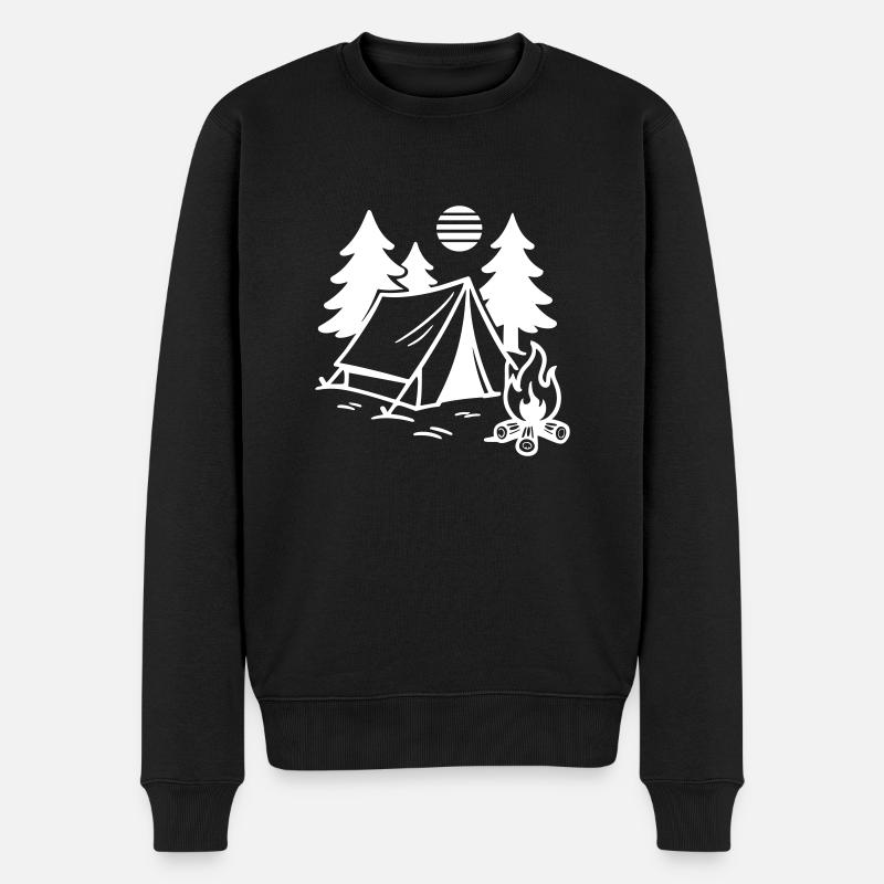 Zelt Lagerfeuer Camping - Männer Premium Bio Pullover - Schwarz