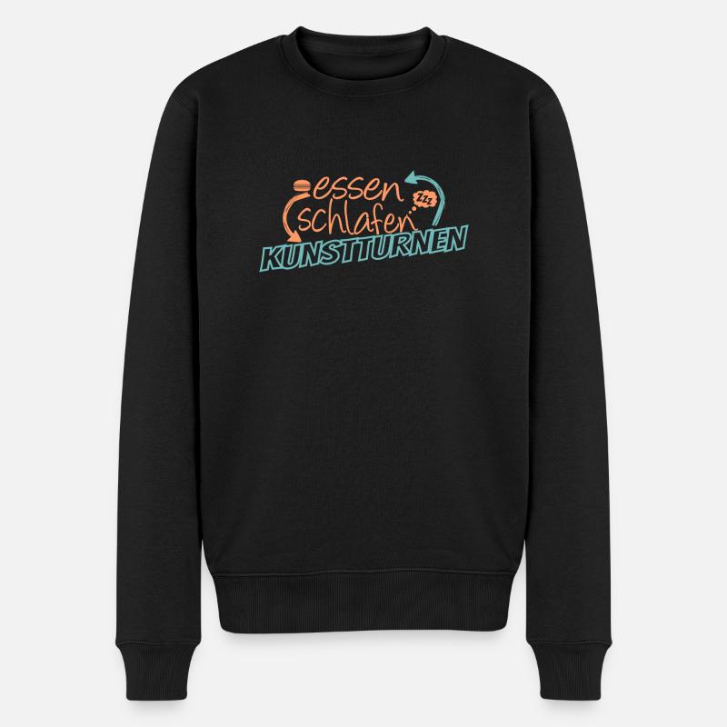 Essen Schlafen Kunstturnen - Männer Premium Bio Pullover - Schwarz
