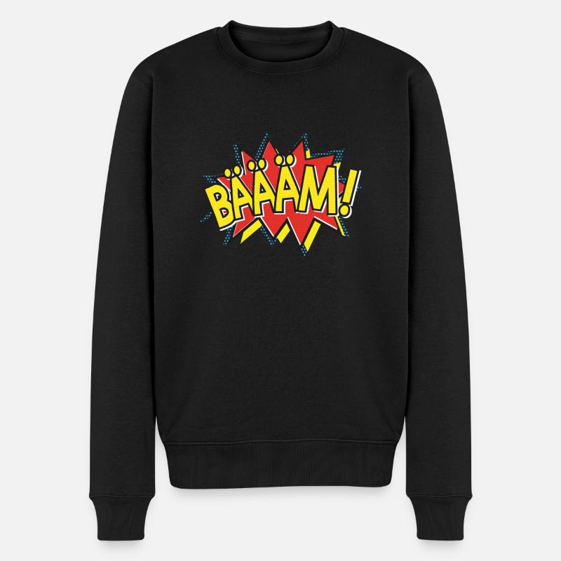 BÄÄÄM Comic Strip Action Bubble - Pop-Art Style - Männer Premium Bio Pullover - Schwarz
