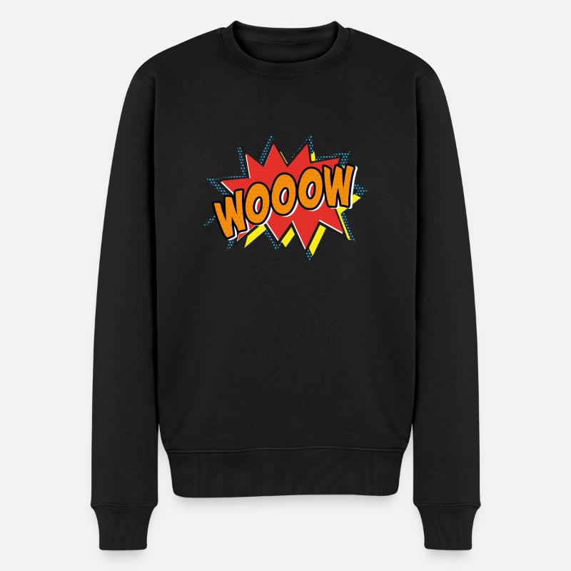 WOOOW - Waouh ! Style bande dessinée Comi - Pop Art - Orange - Pull Premium bio Homme - noir