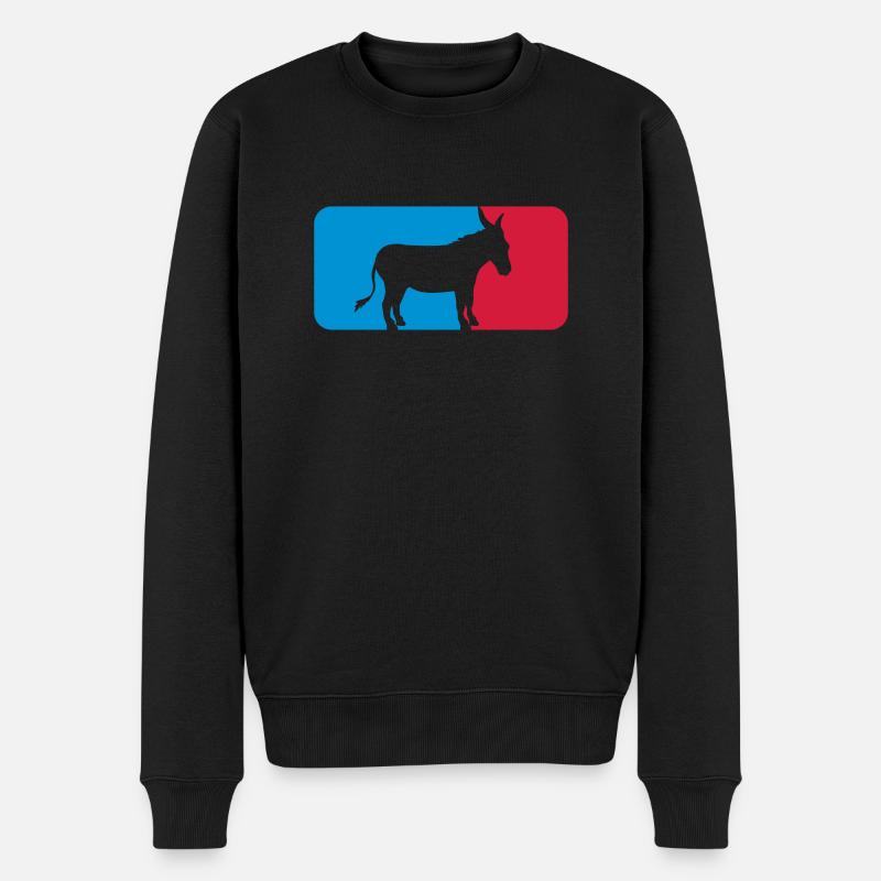 button sport logo cool esel pferd pony klein packe - Männer Premium Bio Pullover - Schwarz