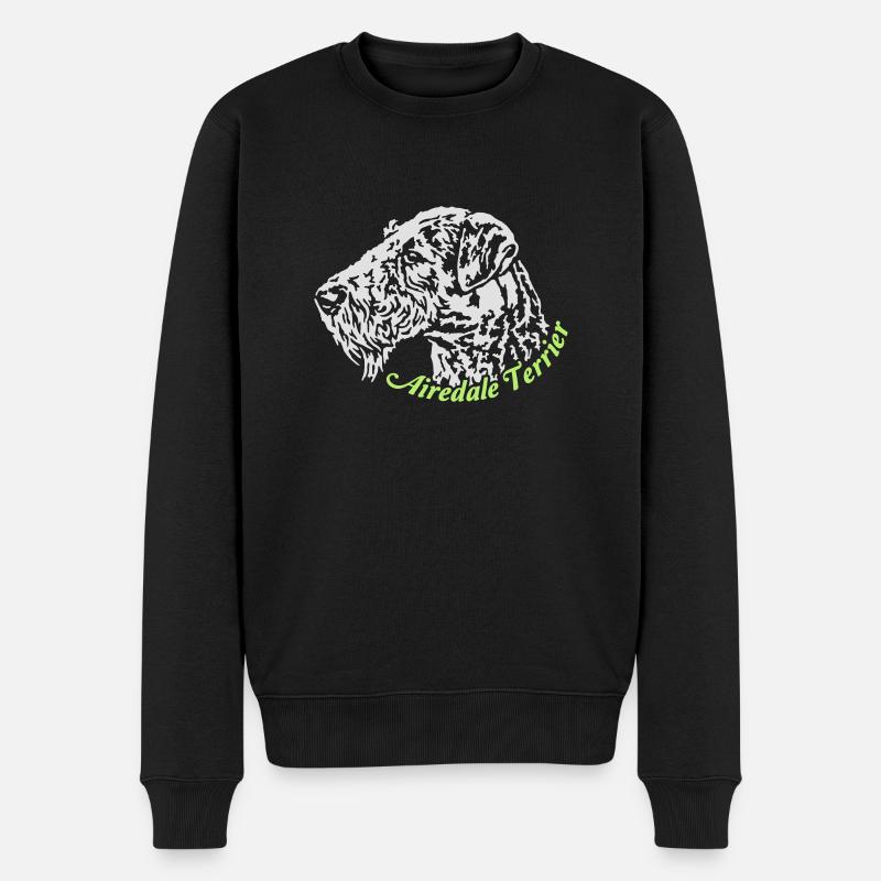614 Airedale Terrier - Männer Premium Bio Pullover - Schwarz