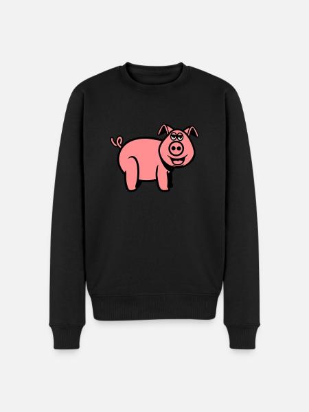 Schwein doof witzig - Männer Premium Bio Pullover - Schwarz