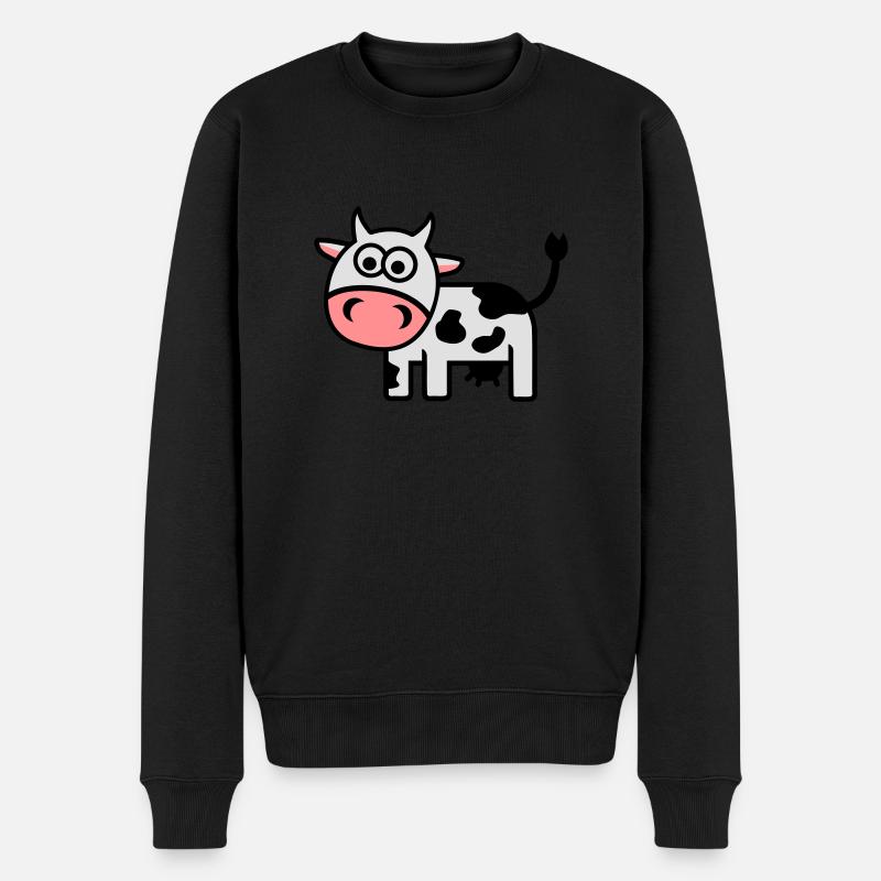Kuh - Männer Premium Bio Pullover - Schwarz