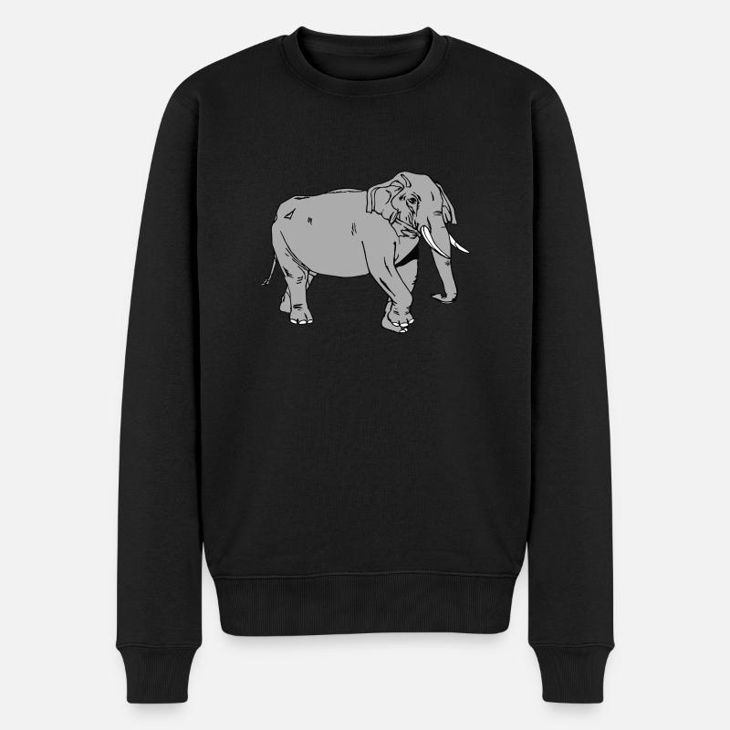 Elefant - Männer Premium Bio Pullover - Schwarz