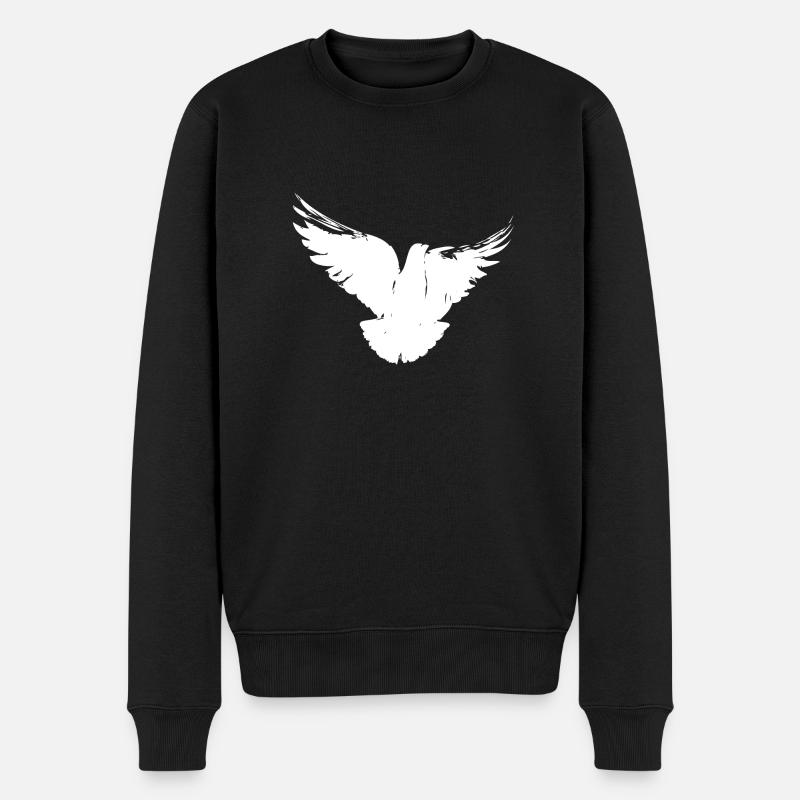 White Pigeon | Weiße Friedenstaube - Männer Premium Bio Pullover - Schwarz