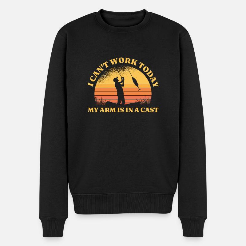 Fischer bei Sonnenuntergang - Männer Premium Bio Pullover - Schwarz
