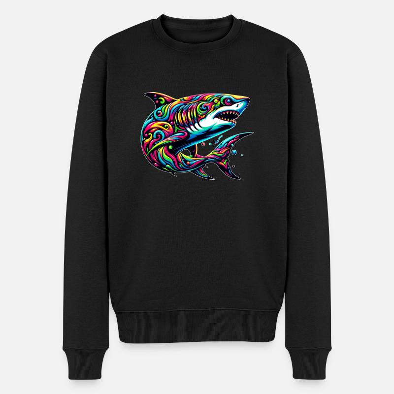 Hai - Männer Premium Bio Pullover - Schwarz