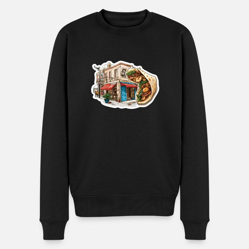 Pita Gyros - Männer Premium Bio Pullover - Schwarz