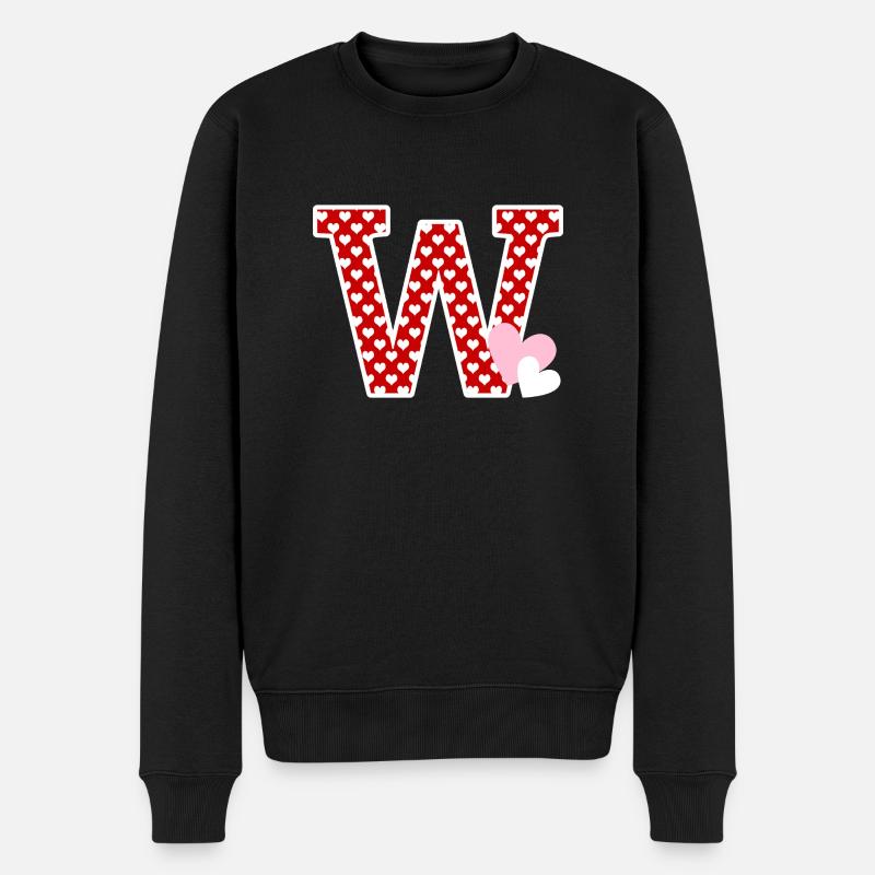Buchstabe w Herz - Männer Premium Bio Pullover - Schwarz