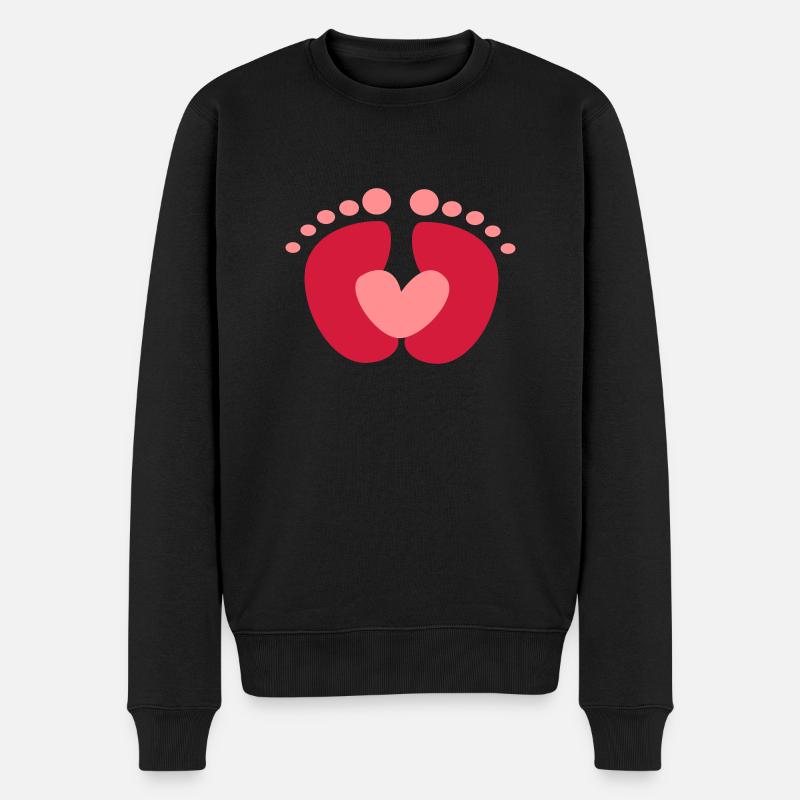 Babyfüße mit Herz - Männer Premium Bio Pullover - Schwarz