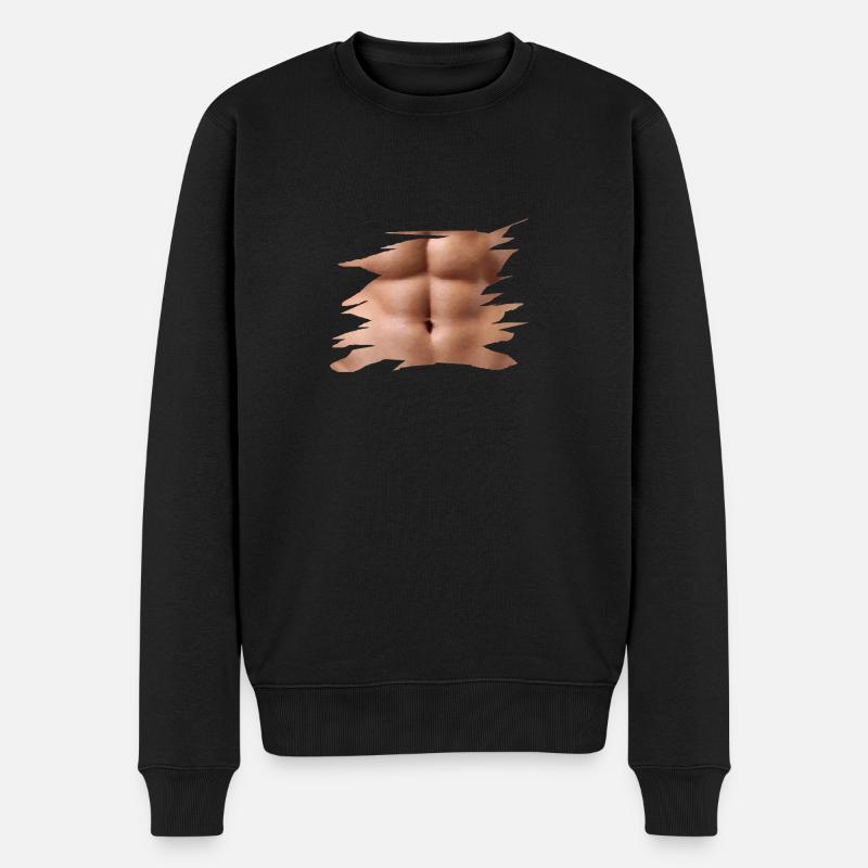 sixpack - Männer Premium Bio Pullover - Schwarz