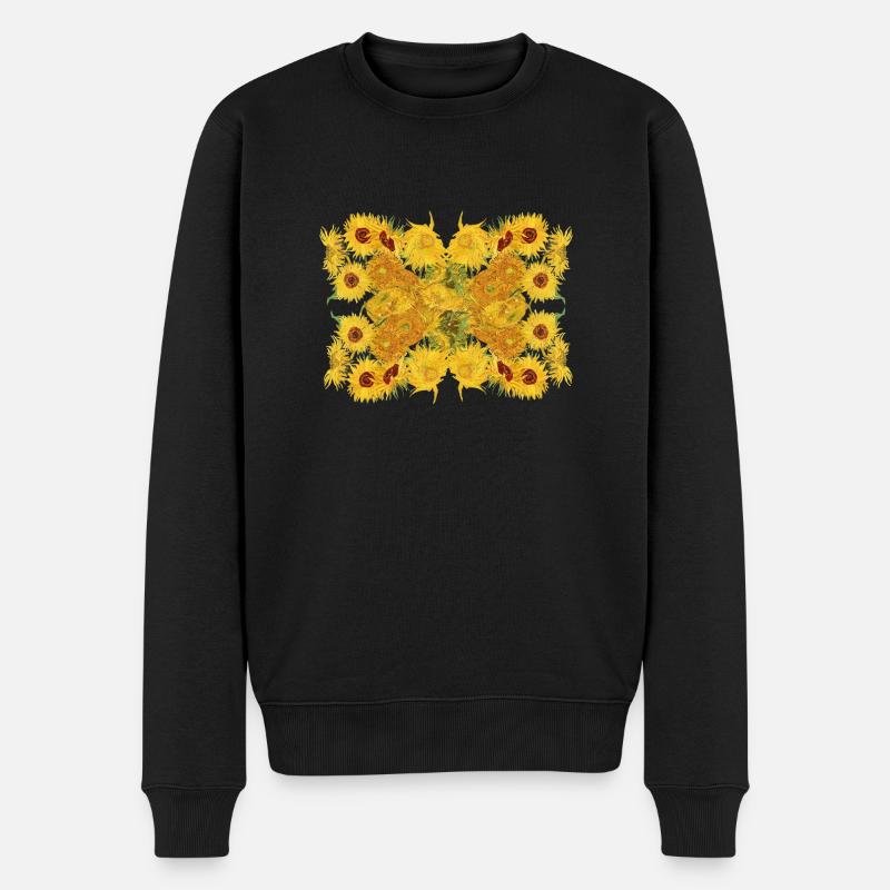 Vincent van Gogh Sonnenblumen Sunflowers Butterfly - Männer Premium Bio Pullover - Schwarz