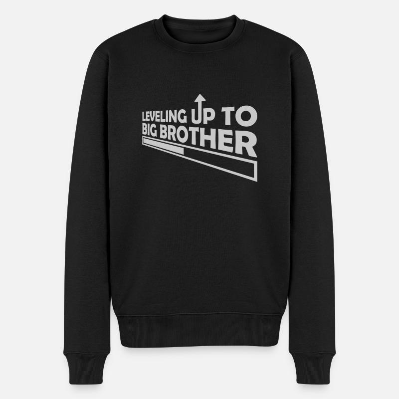 Leveling up big brother - Männer Premium Bio Pullover - Schwarz