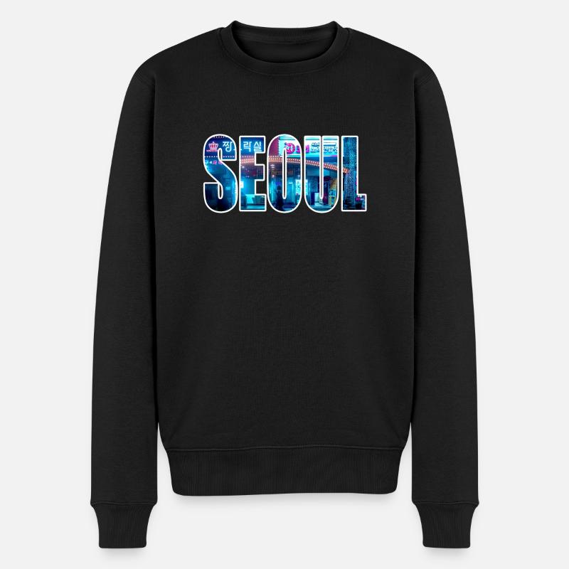 néon de Séoul - Pull Premium bio Homme - noir