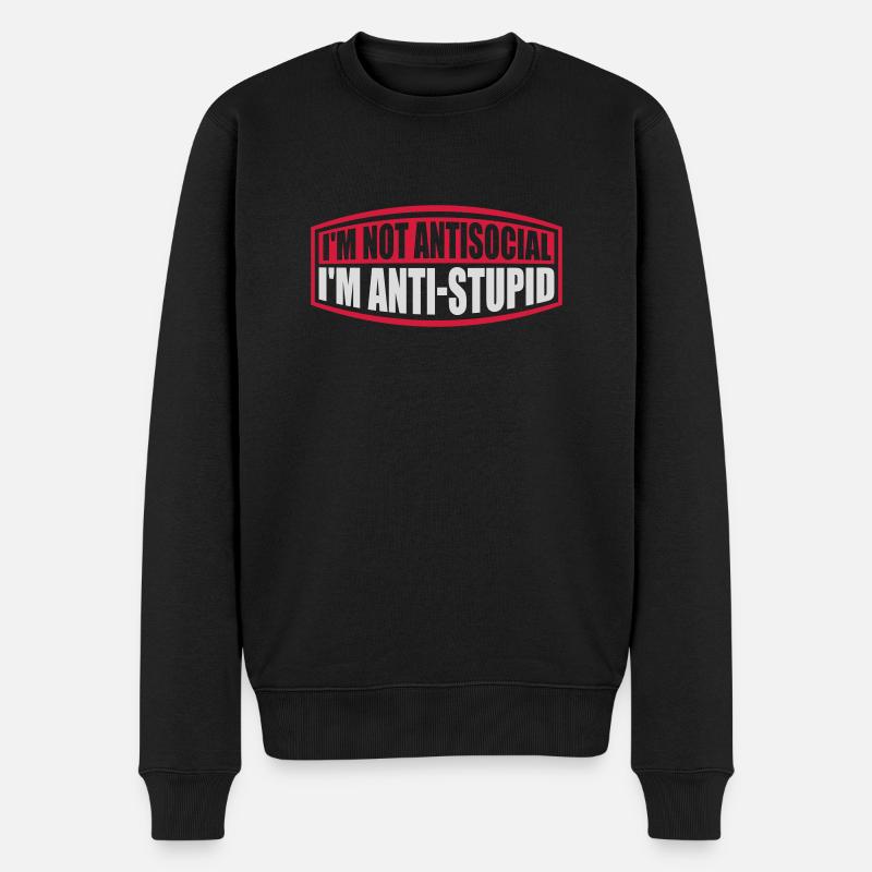 pas antisocial anti-stupide - Pull Premium bio Homme - noir