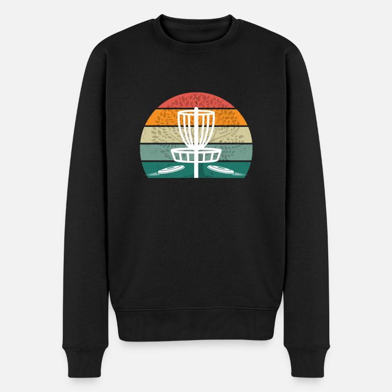 Vintage Disc Golf Sunset Retro - Männer Premium Bio Pullover - Schwarz