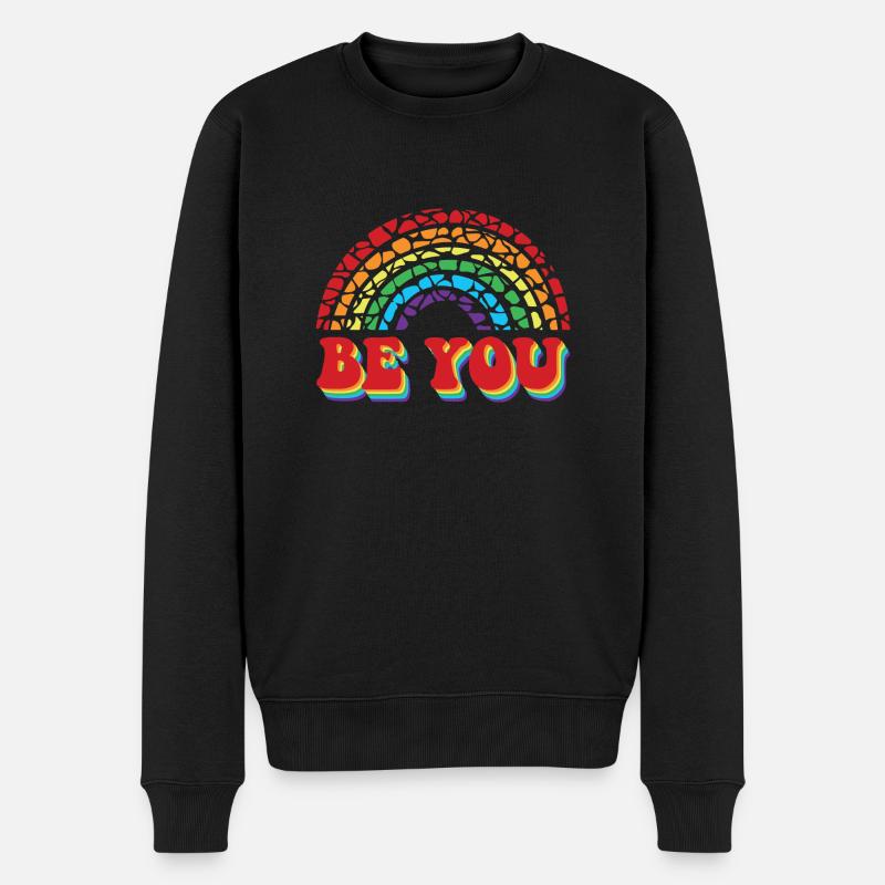 LGBTQ Sei du Gay Pride LGBT Ally Regenbogenflagge - Männer Premium Bio Pullover - Schwarz