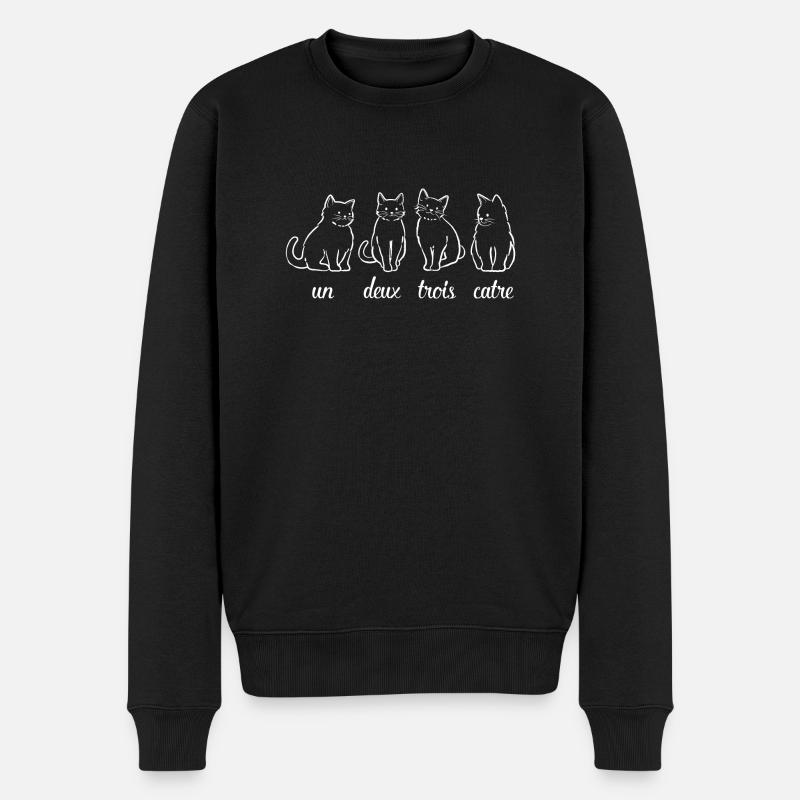 Un deux trois cat drôle chat chat tee cats français - Pull Premium bio Homme - noir