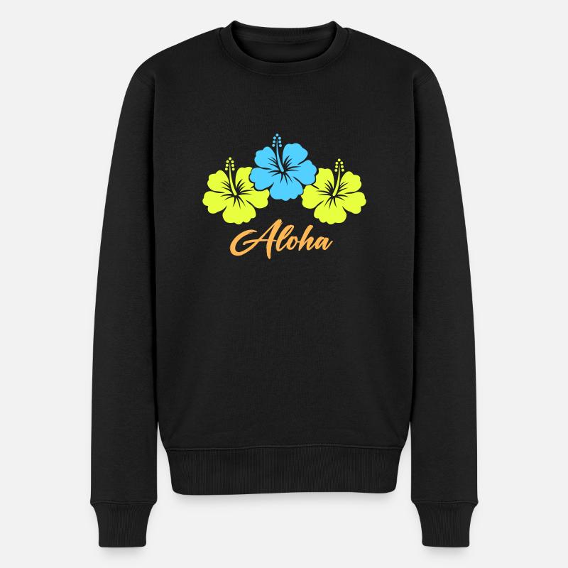 blume hibiskus aloha - Männer Premium Bio Pullover - Schwarz