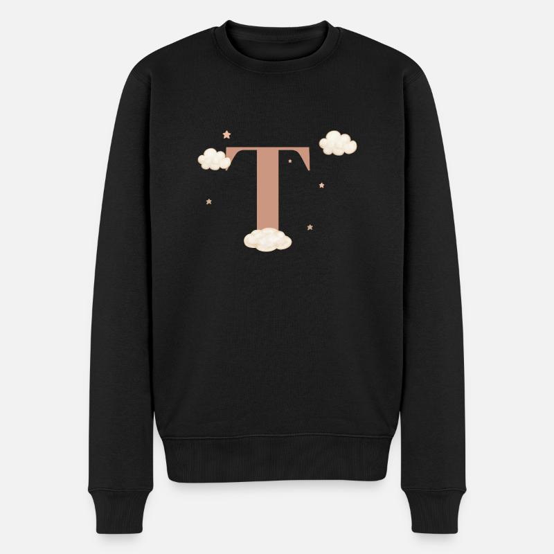 Lettre t nuages étoiles - Pull Premium bio Homme - noir