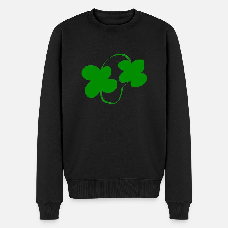 Glücksblätter - Männer Premium Bio Pullover - Schwarz