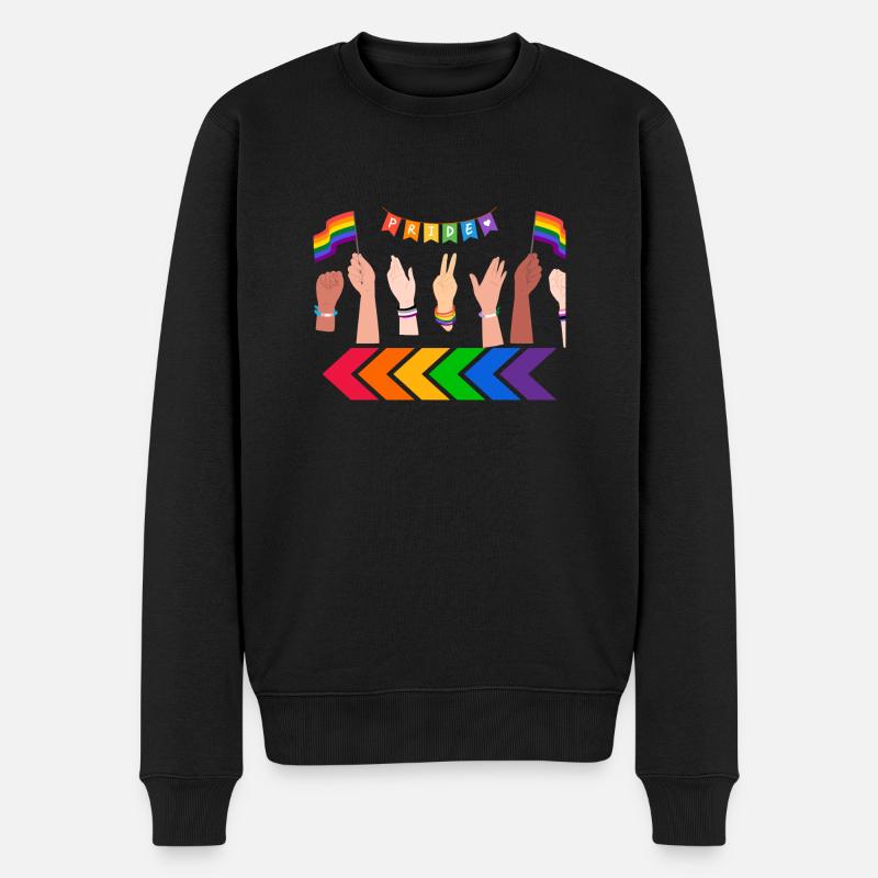 Pride Finger - Männer Premium Bio Pullover - Schwarz
