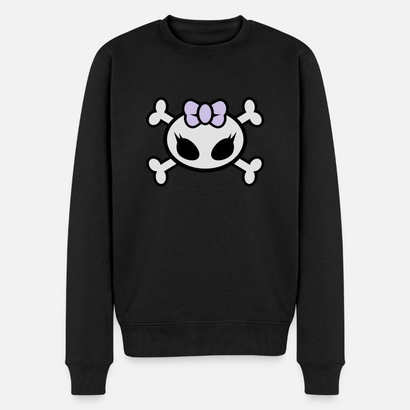 skul kitty - Männer Premium Bio Pullover - Schwarz