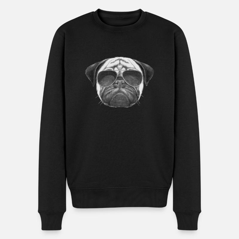 mops pug - Männer Premium Bio Pullover - Schwarz
