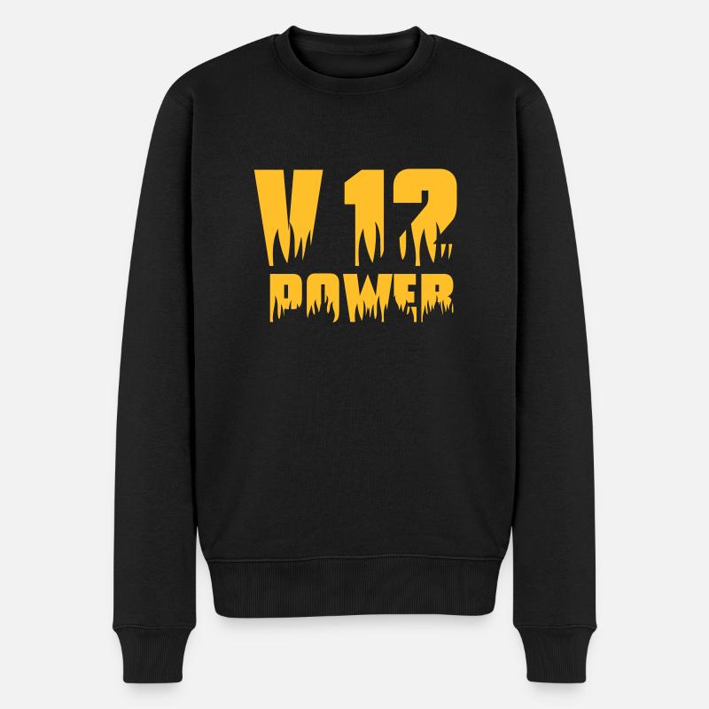 V12 POWER - Männer Premium Bio Pullover - Schwarz