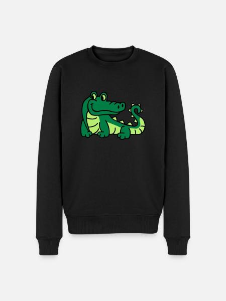 Krokodil - Männer Premium Bio Pullover - Schwarz