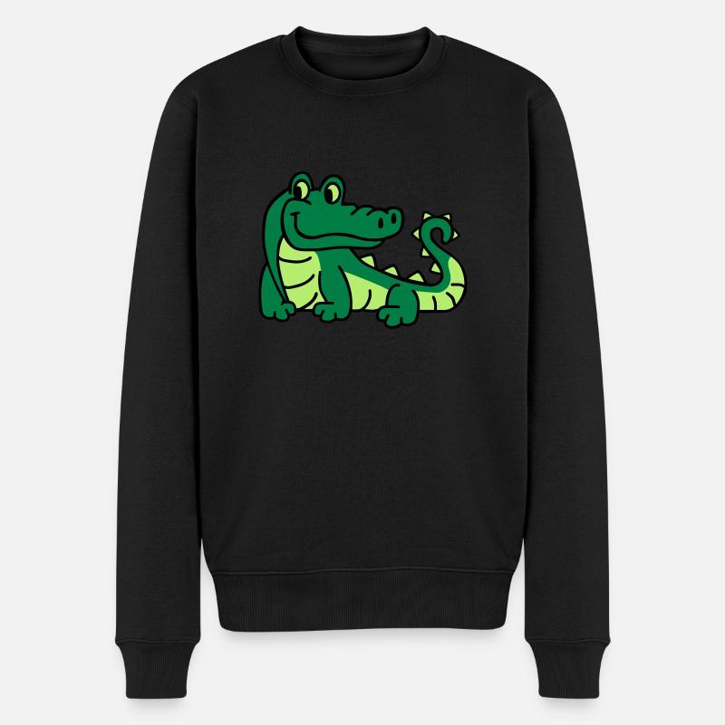 Krokodil - Männer Premium Bio Pullover - Schwarz